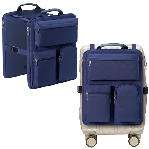 Over Luggage Organizer Bag for Suitcase with Multi Pockets, 16”Laptop Bag with Handle, Portable Travel Organizer Bags for Luggage with Adjustable Strap, Tote Carry Bag for Men Women(Navy Blue) - color: Navy Blue