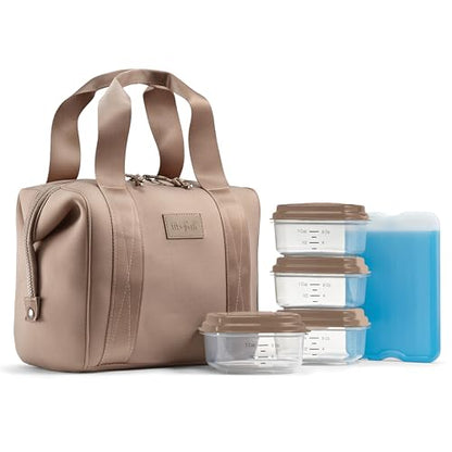Fit & Fresh Remi Lunch Bag for Women Work – Neoprene Lunch Tote with Containers & Ice Pack, Reusable Meal Prep Lunch Box, Large Capacity, Machine Washable, Taupe - color: Taupe