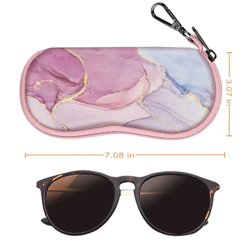 FINTIE Glasses Case with Carabiner, Ultra Light Portable Neoprene Zipper Sunglasses Soft Case - color: Glittering Marble