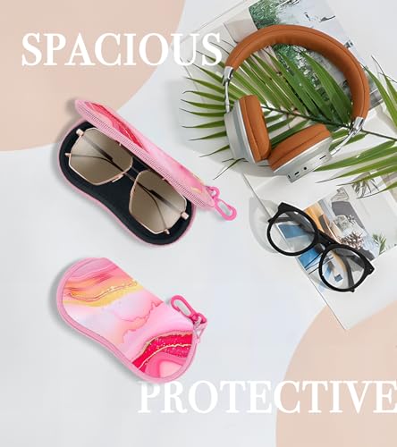 Sunglasses Case Soft Glasses Cases for Women Pouch Eyeglass Bag Eye Glass Kids Girls Sun Glasses Cute Kawaii - color: Marble Pink