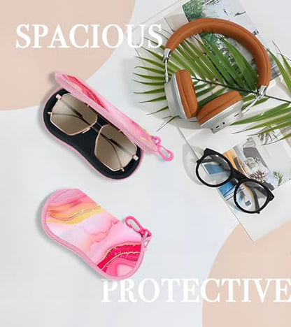 Sunglasses Case Soft Glasses Cases for Women Pouch Eyeglass Bag Eye Glass Kids Girls Sun Glasses Cute Kawaii - color: Marble Pink