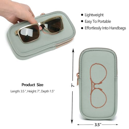 KKP Double Eyeglass Case | Sunglasses Cases with 2 Compartments - color: Green