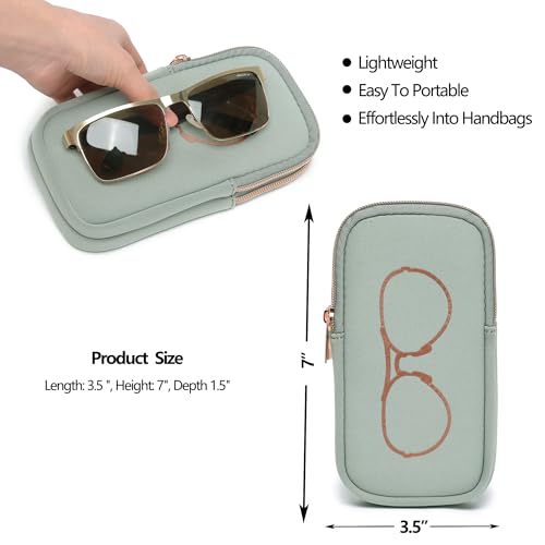 KKP Double Eyeglass Case | Sunglasses Cases with 2 Compartments - color: Green