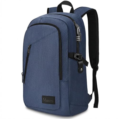 Mancro Laptop Backpack, 15.6 inch Business Backpack Anti Theft College School Computer Bag for Men Women Travel Backpack with Laptop Compartment (Blue, 15.6 inch) - color: Blue, size: 15.6 inch