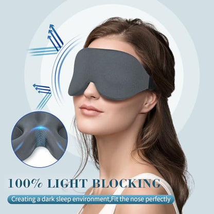 ZGGCD Sleep Mask for Side Sleeper, Light Blocking Sleeping Eye Mask for Women Men, 3D Contoured Cup Night Blindfold, Luxury Eye Cover Eyeshade with Adjustable Strap for Travel, Nap, Grey - color: Grey