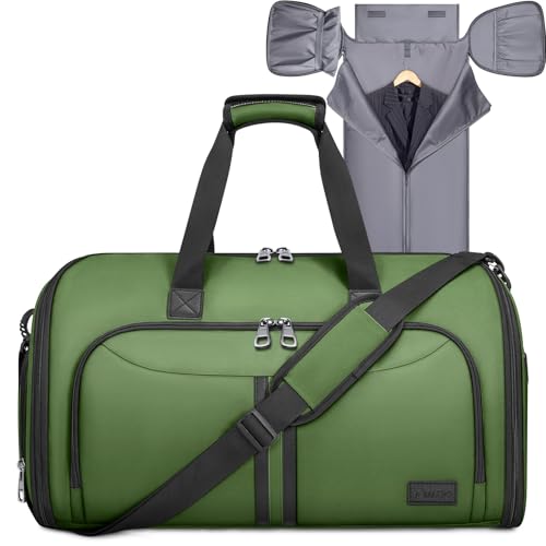 BALEINE Travel Garment Bag, Travel Suit Bag for Men, Water Resistant Carry on Garment Bag for Hanging Clothes, Garment Duffel Bag for Travel Business (Green-Convertible) - color: Green-Convertible