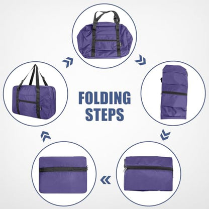 Foldable Travel Duffle Bag, Airlines Approved Carry On Bag Weekender Overnight Bag for Men Women, 23L (Purple) - color: Purple, size: 23L
