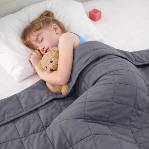 Weighted Blanket Kids 5lbs, 36"x48", Cooling Heavy Throw Blanket for 40-60lbs, Microfiber Soft Thick Big Blankets Weighted Comforter Breathable Gift, Grey - color: Grey, size: 36"x48"-5lbs