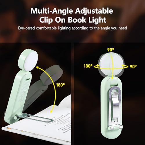 VAVOFO USB Rechargeable Book Light, Blue Light Blocking, Amber Light Clip On Bookmark Shaped Reading Light, Eye Care 6 LEDs Book Light for Bookworms Reading in Bed with 9 Lighting Modes (Green) - color: Green