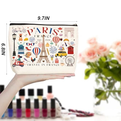 Funny Paris Travel Gifts for Women Makeup Bag France Paris Lovers Gift Birthday Mothers Day Anniversary Cosmetic Bag Travel Toiletry Bag Traveler Essentials Friendship Gifts for Girls Sister Travelers - color: Paris