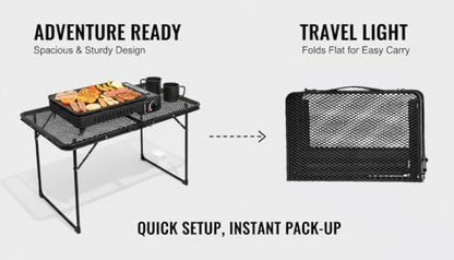 Portable Folding Camping Grill Table Adjustable Height, Lightweight Aluminum Outdoor BBQ Picnic Table, Foldable Cooking Prep Table for Camping, Tailgating, Beach, RV, Backyard, Patio - size: Medium