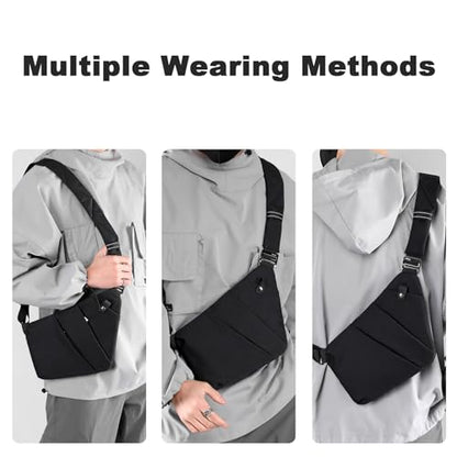 Anti Theft Travel Bag, One Shoulder Large Capacity Cross-body Bag Chest Fashion Lightweight Sling Bags for Travel Sports - color: Black, style: Left Shoulder