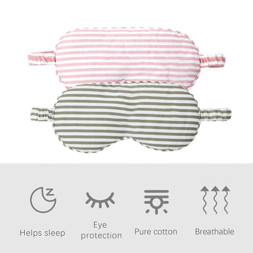 HBHLFZ Sleep Mask 2 Pack - Bamboo Viscose Fiber Sleeping Eye Mask - with Elastic Band/Headband - Comfort Sleeping Shade - for Nighttime Sleeping, Traveling & Napping（Pink，Green） - color: Pink&green