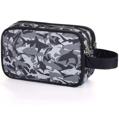 Kids Toiletry Bag for Boys, Travel Toiletry Bag for Little Young Boys Waterproof Hanging Wash Bag Toddler Traveling Toiletries, Shark Black - color: Shark-Black