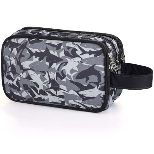 Kids Toiletry Bag for Boys, Travel Toiletry Bag for Little Young Boys Waterproof Hanging Wash Bag Toddler Traveling Toiletries, Shark Black - color: Shark-Black