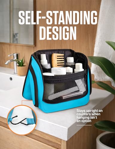 VENTURE 4TH Hanging Travel Toiletry Bag for Women & Men – Large Toiletry Organizer with 18 Compartments, Removable TSA Pouch, Travel Wash Bag for Toiletries, Makeup & Shaving Kit (Light Blue) - color: Light Blue