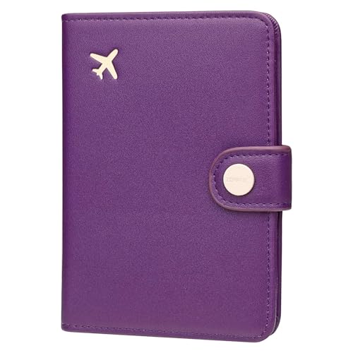 ZOPPEN Passport Holder for Travel Essentials, RFID Blocking PU Leather Water-Resistant Lightweight Passport Cover with Multiple Card Slots, Easy to Carry Travel Wallet for Women Men, Lilac Purple - color: #8 Lilac Purple