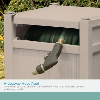 Suncast Garden Hose Reel Hideaway for 5/8" Vinyl Hose, Retracting Storage of 100ft, Light Taupe - size: 100' (Light Taupe)
