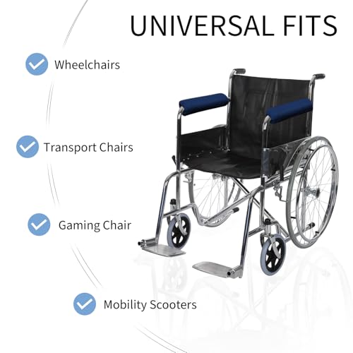 SPRING SEAON Wheelchair Armrest Covers 2 Pack Soft Memory Foam Wheelchair armrest Pads Wicking Washable for Office Transport Chair (Navy Blue) - color: Navy Blue