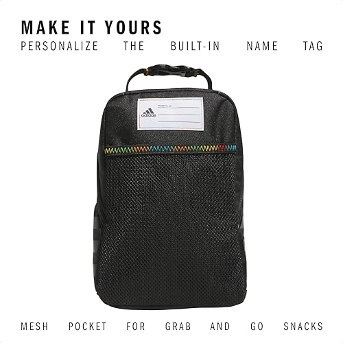 adidas Santiago Lunch Bag Cooler for Women and Men, Insulated Food Container Box with Mesh Pocket, Black Rainbow/3.0, One Size - color: Carbon Grey/Rose Gold/3
