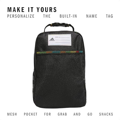 adidas Santiago Lunch Bag Cooler for Women and Men, Insulated Food Container Box with Mesh Pocket, Black Rainbow/3.0, One Size - color: Carbon Grey/Rose Gold/3