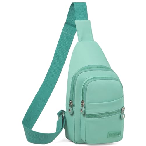 Banelu Small Sling Backpack Crossbody Bags for Women Men, Small Sling Bag Cross Body Bag Fanny Packs Crossbody Purses - Green - color: E Cyan