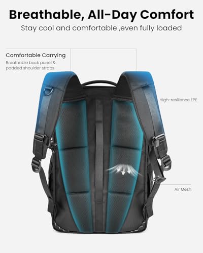 Portal Travel Backpack for Men Women, 28L/38L Expandable Carry On Backpack, TSA Friendly Flight Approved Luggage Sleeve, Water Resistant Business Laptop Backpack for Travel Work Commute - size: 28L
