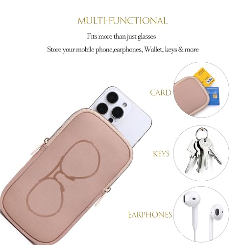 KKP Double Eyeglass Case | Sunglasses Cases with 2 Compartments - color: Pink