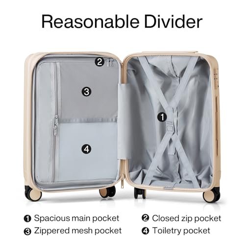 Hanke 24 Inch Expandable Checked Luggage Lightweight PC Hard Shell Luggage Suitcases with Wheels Travel Luggage Rolling Large Suitcase Travel Luggage Bag for Go to University.(Cuba Sand Pink) - color: Cuba Sand, size: Expandable 24 Inch