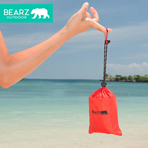 Pocket Blanket - Beach Blanket Waterproof Sandproof, Picnic Blankets Waterproof Foldable, Lightweight & Compact for Hiking, Camping, Travel, Festival Accessories - color: Cherry Red