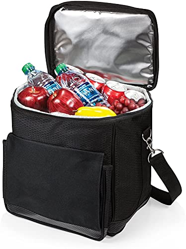 Picnic TIME Cellar 6-Bottle Wine Carrier & Cooler Tote, Insulated Padded Wine Cooler Bag for Travel, Portable Water-Resistant Wine Bag, (Black with Gray Accents) - style: Wine Carrier With Trolley