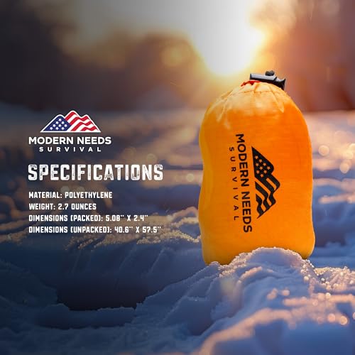 MODERN NEEDS Emergency Survival Jacket – Disposable Rain Ponchos for Adults with Hood | Waterproof Poncho for Men & Women | Compact Emergency Rain Gear for Camping, Travel & Outdoor Survival Kits