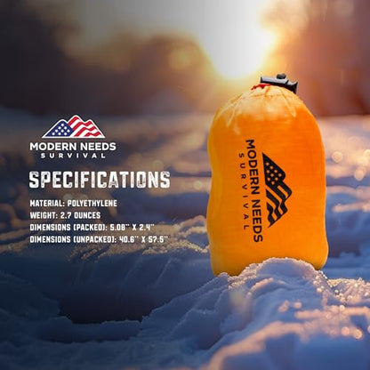 MODERN NEEDS Emergency Survival Jacket – Disposable Rain Ponchos for Adults with Hood | Waterproof Poncho for Men & Women | Compact Emergency Rain Gear for Camping, Travel & Outdoor Survival Kits