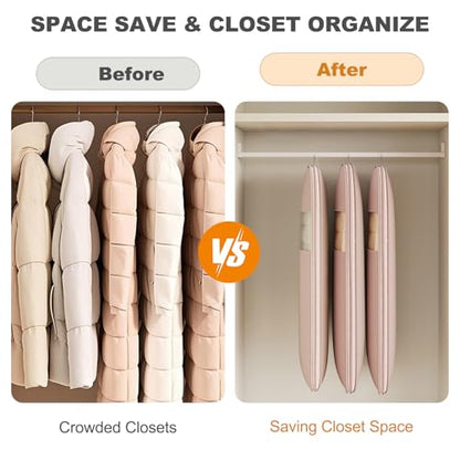 Space Saving Hanging Garment Bag with Self Compression Zipper, Thick Dustproof Garment Bags for Hanging Clothes, Space Saving Garment Bags with Compression Zip Technology (Pink, 51 * 23 * 6IN) - color: Pink