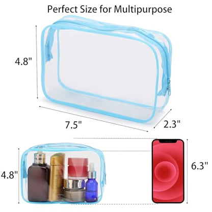 Tbestmax 10 Pcs Clear Cosmetic Bags Makeup Bags Portable Waterproof Travel Toiletry Bags Organizer Blue, 7.5"x 4.8"x 2.3" - color: Medium - Blue