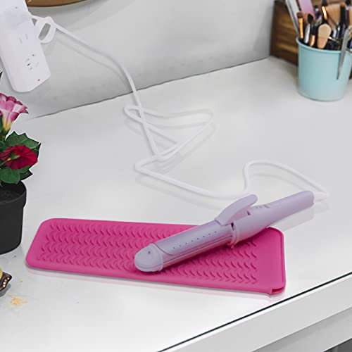 1Pack Silicone Heat Resistant Mat Pouch for Hair Straightener, Curling Iron, Flat Iron and Hot Hair Tools Pink - color: Pink, size: 1 Pack