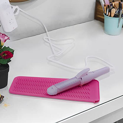 1Pack Silicone Heat Resistant Mat Pouch for Hair Straightener, Curling Iron, Flat Iron and Hot Hair Tools Pink - color: Pink, size: 1 Pack
