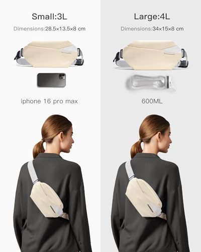 Inateck Sling Bag X, Multi-pocket Crossbody Shoulder Chest Bag with Adjustable Shoulder Strap, Water-resistant Waist Fanny Pack for Men, Women, Travel, Daily Use, Cycling, Hiking, Beige, Small - color: Beige, size: Small