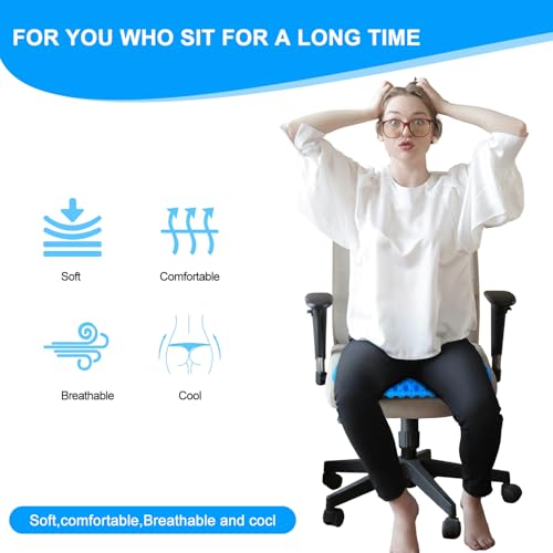 EVEME Gel Seat Cushion for Long Sitting with Non-Slip Cover,Cooling seat Cushion,Breathable Honeycomb Design Absorbs Pressure Points,for Office Chair, Home Car seat,Wheelchair - size: 17" x 15" x 1.2" - Blue