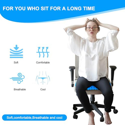 EVEME Gel Seat Cushion for Long Sitting with Non-Slip Cover,Cooling seat Cushion,Breathable Honeycomb Design Absorbs Pressure Points,for Office Chair, Home Car seat,Wheelchair - size: 17" x 15" x 1.2" - Blue