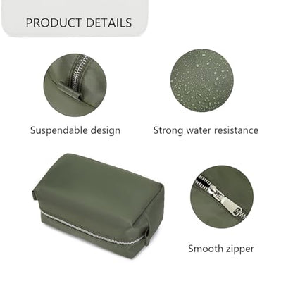 Organizer Bag Lightweight Cosmetic Bag with Ring Clasp Perfect Travel Makeup Bag for Women nylon Stand Up Design (Army Green/Nylon) - color: Army Green/Nylon