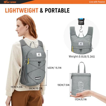SKYSPER Foldable Hiking Backpack - 10L/15L Small Lightweight Daypack Breathable Travel Backpacks - color: Gray, size: 10 l