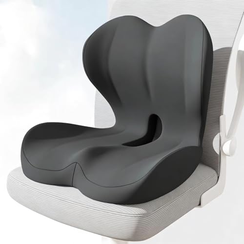 Seat Cushion for Truck Driver | Office Chair Seat Cushions for Office Chair with L-Shaped Ergonomic Design | Memory Foam Chair Cushion for Long Sitting Office Worker - color: Dark Gray