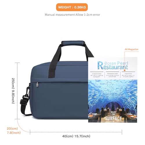 Kono Travel Duffel 20L Under Seat Carry-On Sports Tote Gym Weekender Overnight Bag - 15.75"x9.84"x7.87" Navy - color: Navy, size: M(15.75in x 9.84in x 7.87in)-20L