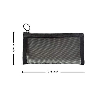 patu Zipper Mesh Bags, Long Case, 5 Pieces, Beauty Makeup Cosmetic Accessories Organizer, Travel Toiletry Kit Set Storage Pouch, Black - size: Long (7.9" x 4", 5 pcs)