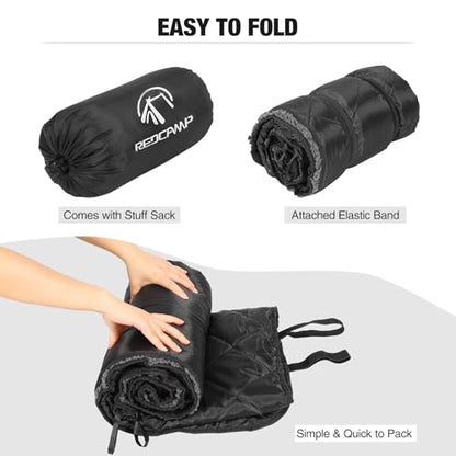 REDCAMP 71"x 59" Waterproof Outdoor Camping Blanket with Sherpa Lining, Cold Weather Warm Blanket Windproof for Camping Stadium, Hiking, Trip Machine Washable - color: Black/59''x71''