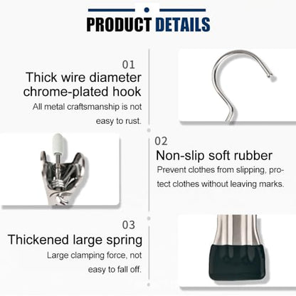 Hangers Clips,Stainless Multi Function Clip Hooks,Laundry Hanging Hooks Clips,Closet Hangers,Boot Clips， Hats Clips,Socks Clips,Pants Clips, Bras Clips (30, Black) - color: Black