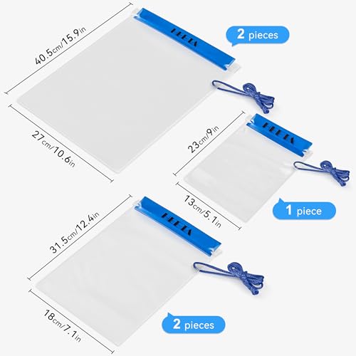 HEETA 5-Pack Clear Waterproof Dry Bag Pouch, Water Tight Cases Dry Bags Document Holder for Camera Mobile Phone Maps, Kayaking Boating - color: Blue
