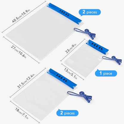 HEETA 5-Pack Clear Waterproof Dry Bag Pouch, Water Tight Cases Dry Bags Document Holder for Camera Mobile Phone Maps, Kayaking Boating - color: Blue