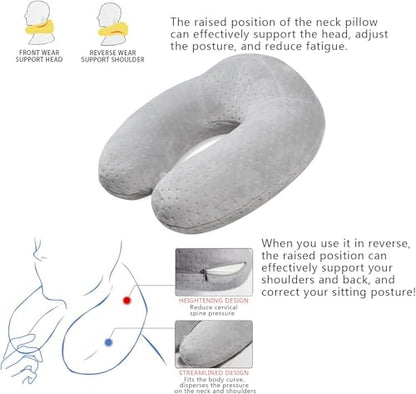 Travel Pillow Neck Pillows for Sleeping Travel Grey Memory Foam U Shape Airplane Pillow for Head and Neck Support Portable Travel Pillow for Traveling Car Home Office